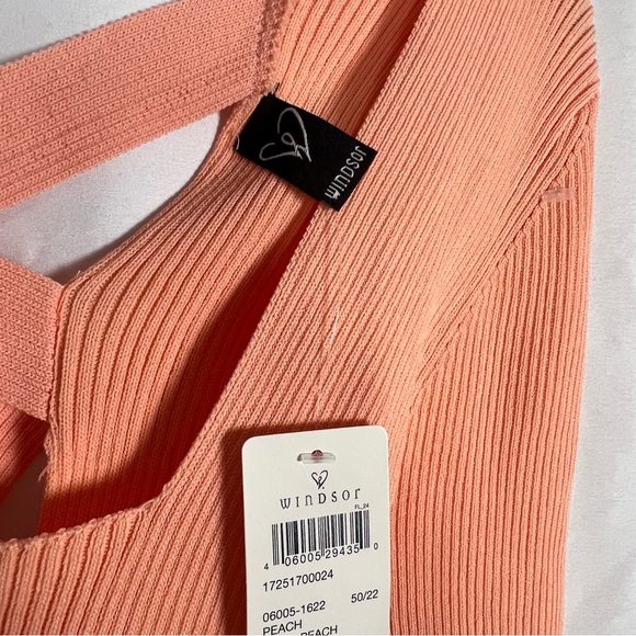 Windsor Orange Ribbed Tie Front Blouse - Picture 5 of 7